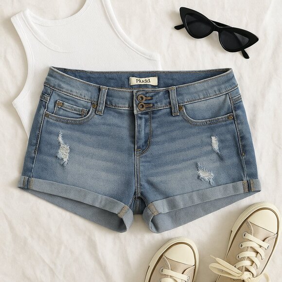 MUDD Denim Shorts | Distressed Y2K Low Rise | Size 11 - Picture 2 of 4